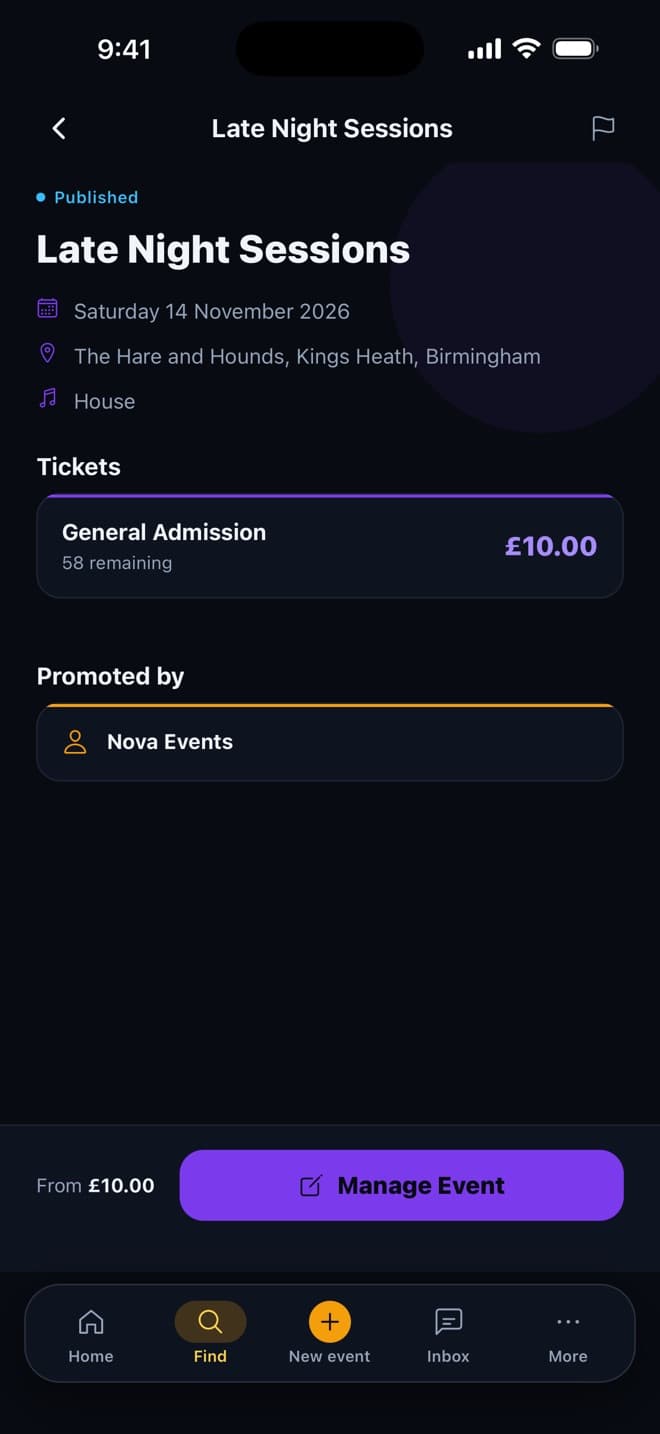 CIRCUIT event page for Late Night Sessions at The Hare and Hounds with General Admission tickets at £10