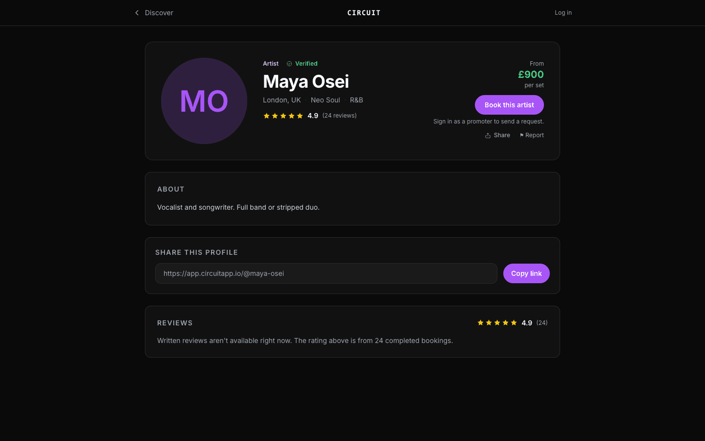 CIRCUIT artist public profile - verified, 4.9★ from 24 reviews, genres and a fee from £900 per set